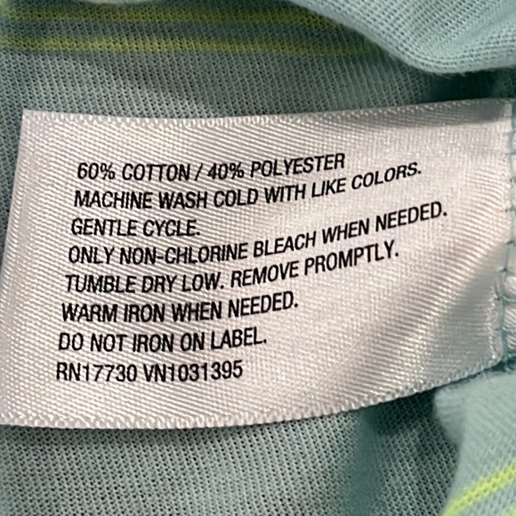 MOSSIMO V-Neck Fitted Baby T-shirt S Aqua Mint Stripes Y2K Bright Kidcore Cute - Picture 9 of 9